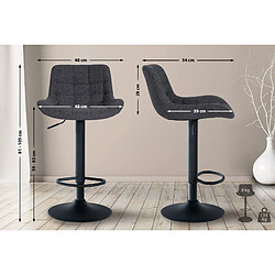 Avis Decoshop26 Lot de 2 tabourets de bar structure métallique noir assise en tissu noir avec surpiqûres 10_0004447