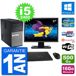 PC Tour Dell 7010 Ecran 27" Intel i5-2400 RAM 16Go Disque 500Go Windows 10 Wifi · Occasion 