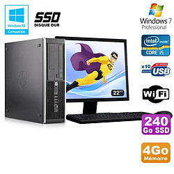 Lot PC HP Elite 8300 SFF I5-3470 3.2GHz 4Go 240Go SSD Graveur Wifi W7 + Ecran 22 - Occasion