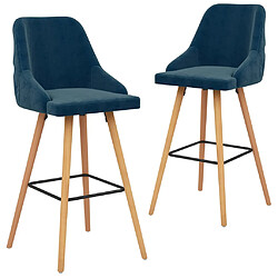 vidaXL Tabourets de bar lot de 2 bleu velours 