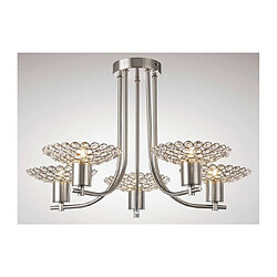 Luminaire Center Semi Plafonnier Ellen 5 Ampoules nickel satiné/cristal