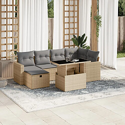 vidaXL Salon de jardin avec coussins 7 pcs beige résine tressée