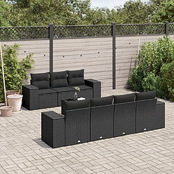 Maison Chic Ensemble Tables et chaises d'extérieur 8 pcs avec coussins,Salon de jardin noir résine tressée -GKD685631