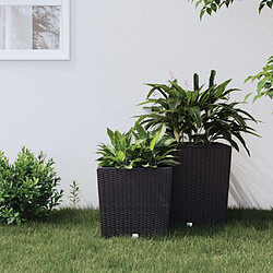 Maison Chic Jardinière,Bac à fleurs - pot de fleur et intérieur amovible anthracite 21 /32 L rotin PP -GKD63017