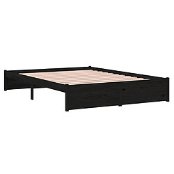 Avis vidaXL Cadre de lit sans matelas noir bois massif 140x190 cm