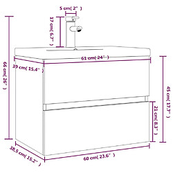 vidaXL Meuble lavabo avec bassin intégré Sonoma gris Bois d'ingénierie pas cher