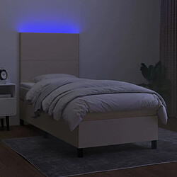 Avis vidaXL Sommier à lattes de lit et matelas et LED Crème 100x200cm Tissu