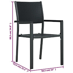 vidaXL Chaises de jardin lot de 4 Noir Plastique Aspect de rotin pas cher