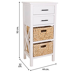 Pegane Chiffonnier, meuble de rangement en bois avec 4 tiroirs coloris blanc - Longueur 44 x Profondeur 32 x Hauteur 92 cm