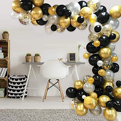 Euro Mega Guirlande Ballon Noir Blanc Or 100pcs Arche Kit Guirlande Ballons pour Fête Mariage Noël Nouvel An Halloween Aniverssaire