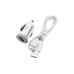 Eko Pack Chargeur Allume Cigare 1A avec Câble Lightning MFi 1m Blanc 