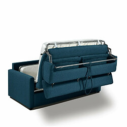 Acheter Inside 75 Canapé convertible EXPRESS DARWIN têtières réglables couchage 120cm matelas 16cm tissu tweed bleu pétrole