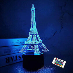 Universal Tour Eiffel Lumière 3D Illusion Décoration de chambre à coucher Lumière LED avec télécommande 16 variations de couleur Cadeau d'anniversaire de style parisien, (noir)