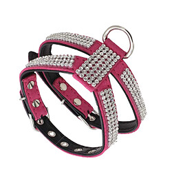 Avis Collier En Cristal De Diamant Bling Animal De Compagnie Chat Chien Harnais Sangle De Poitrine Rose Rose Rouge L