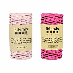 Artemio 2 bobines fil kraft fuschia/rose 2mm x 25 m