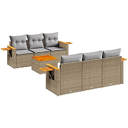 vidaXL Salon de jardin avec coussins 7 pcs beige résine tressée