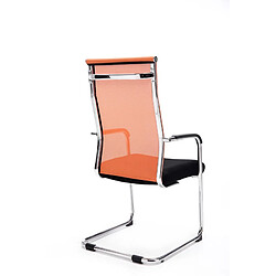 Decoshop26 Lot de 2 fauteuils de bureau chaises visiteur avec accoudoirs en maille orange et métal chromé 10_0001891 pas cher