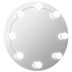 Maison Chic Miroir mural avec lampes LED | Miroir Décoration pour Maison Salle de Bain Rond Verre -GKD12086