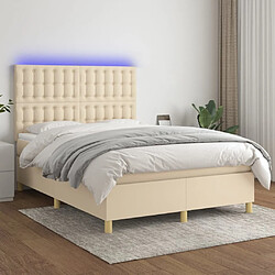 Sommier à lattes,Cadre à lattes de lit et matelas et LED pour Adulte Crème 140x190cm Tissu -MN44761