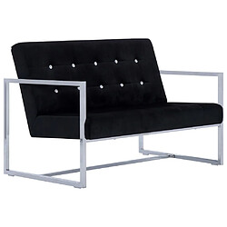 Maison Chic Canapé 2 places avec accoudoirs | Sofa de Salon | Canapé droit Noir Chrome et velours -GKD400624