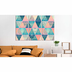 Paris Prix Tableau Imprimé 3 Panneaux Oriental Triangles 60 x 90 cm