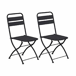 Acheter Mes Ensemble table + 2 chaises de jardin pliable en métal gris - BACA