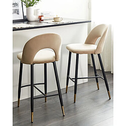 Beliani Tabouret de bar Set de 2 Velours Beige FALTON