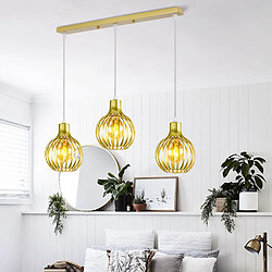 Stoex 3 Lumières Suspension Vintage Lustre Moderne Plafonnier D'Intérieur Rétro Suspension Lustre E27 Métal Or Pour Chambre, Salle À Manger, Bureau