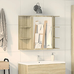 vidaXL Armoire à miroir de bain Chêne sonoma 80x20,5x64 cm Aggloméré