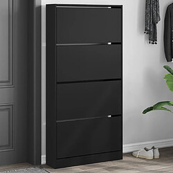 Maison Chic Armoire à chaussures 4 tiroirs | Meuble de rangement à chaussures Meuble d'Entrée rabattables noir 80x21x163,5 cm -MN60774