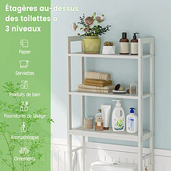 Helloshop26 Meuble wc au-dessus de toilettes étagère de rangement en métal dispositif anti-basculement 3 crochets 3 étagères 63 x 26,5 x 170 cm blanc 20_0003389