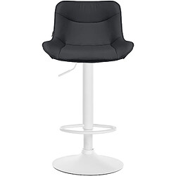 Decoshop26 Lot de 2 tabourets de bar x1 avec coutures décoratives en PVC noir pied en trompette métal blanc 10_0004458