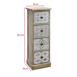 Mobili Rebecca Commode Bois Étroit Bois Blanc Beige Shabby 80,5x29x25 