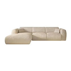 Vente-Unique Grand canapé d'angle gauche en tissu texturé beige POGNI de Maison Céphy