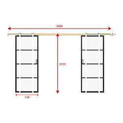 Acheter Vente-Unique Porte coulissante double avec système à galandage - aluminium et verre trempé dépoli - 2 x H205 x L73 cm - SINCA II