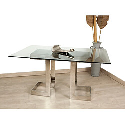 Acheter Table Romimex Argenté verre Acier inoxydable Verre trempé 150 x 75 x 90 cm