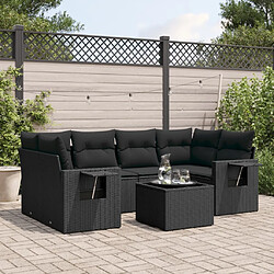 Maison Chic Ensemble Tables et chaises d'extérieur 7pcs avec coussins,Salon de jardin noir résine tressée -GKD303957