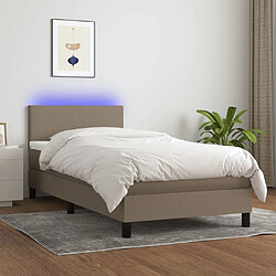 Vidaxl Sommier à lattes de lit avec matelas LED Taupe 100x200 cm Tissu