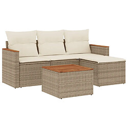 vidaXL Salon de jardin avec coussins 5 pcs beige résine tressée