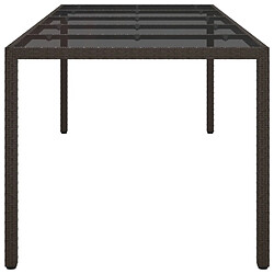 Avis vidaXL Table de jardin Marron 250x100x75 cm Verre trempé et poly rotin