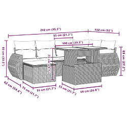 vidaXL Salon de jardin avec coussins 7 pcs gris résine tressée pas cher