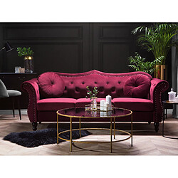 Avis Beliani Canapé Chesterfield 3 places en velours rouge SKIEN