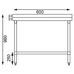 Table Inox avec Dosseret - Gamme 600 - Vogue