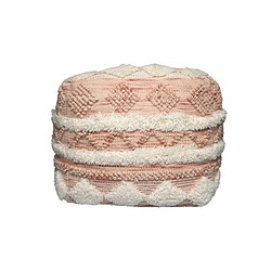 Paris Prix Pouf Bohème Fait à la Main Bohist 50cm Rose & Crème