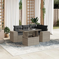 vidaXL Salon de jardin 5 pcs avec coussins gris clair résine tressée 