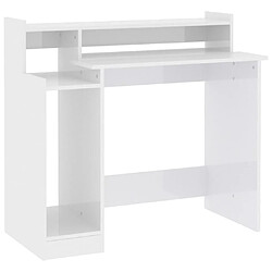 Avis Maison Chic Bureau solide,Table de travail,Bureau d'ordinateur lumières LED Blanc brillant 97x45x90cm Bois d'ingénierie -GKD64945