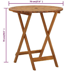 vidaXL Table pliable de jardin 70 cm Bois d'acacia solide pas cher