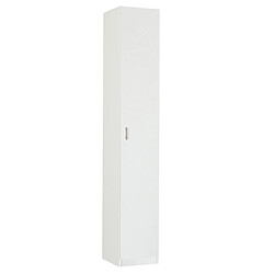 Pegane Armoire / meuble de rangement, coloris blanc - Hauteur 180 x Longueur 40 x Profondeur 35 cm