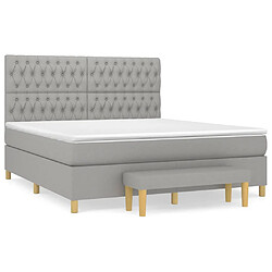 vidaXL Sommier à lattes de lit avec matelas Gris clair 180x200cm Tissu