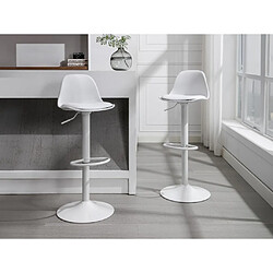 Vente-Unique Lot de 2 tabourets de bar en polypropylène et métal - Hauteur réglable - Blanc - XAFY